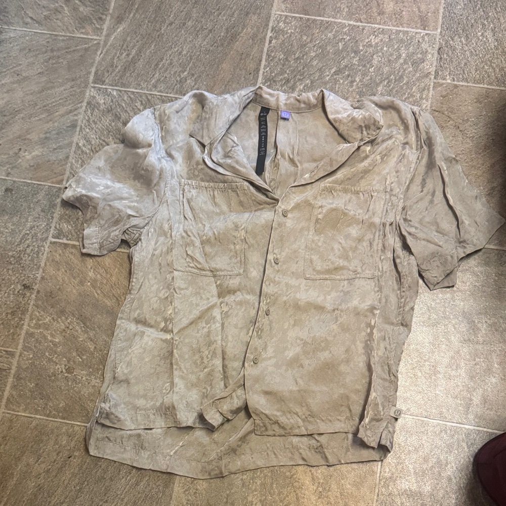 lululemon athletica Casual Beige Button-Down Shirt